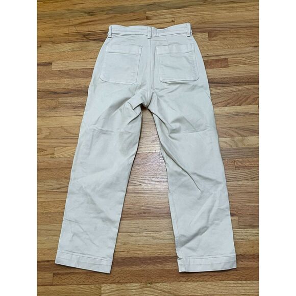 Everlane Women's 0 Ecru Beige Pant Cotton Chino Crop Straight Leg Crop Office - Picture 2 of 10